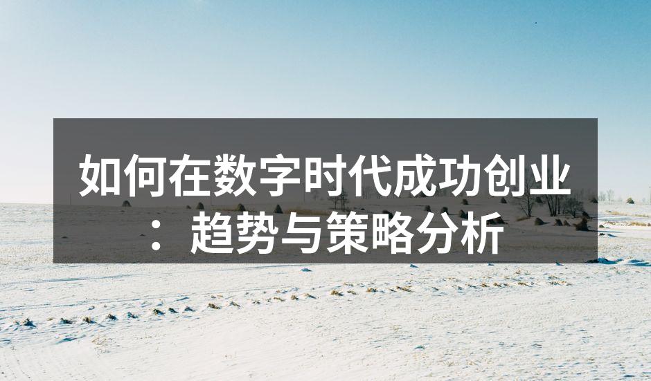 如何在数字时代成功创业：趋势与策略分析