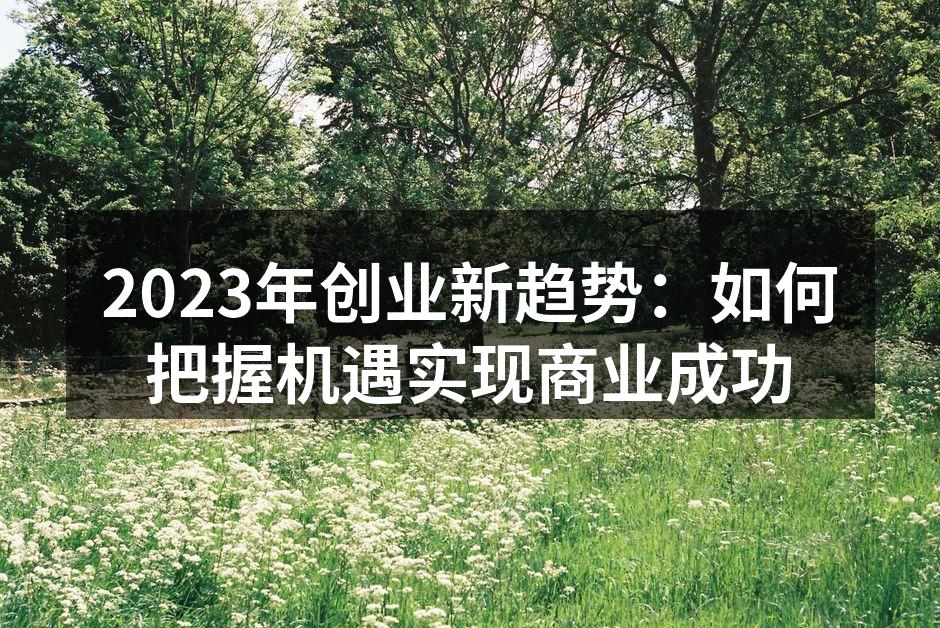 2023年创业新趋势：如何把握机遇实现商业成功